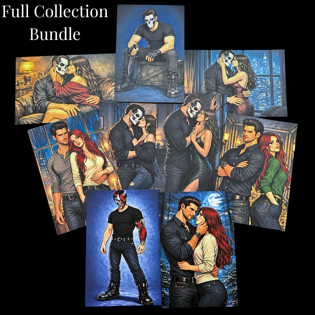 Nine-piece dark romance character art postcard set by International Bestselling Author J.A. Owenby