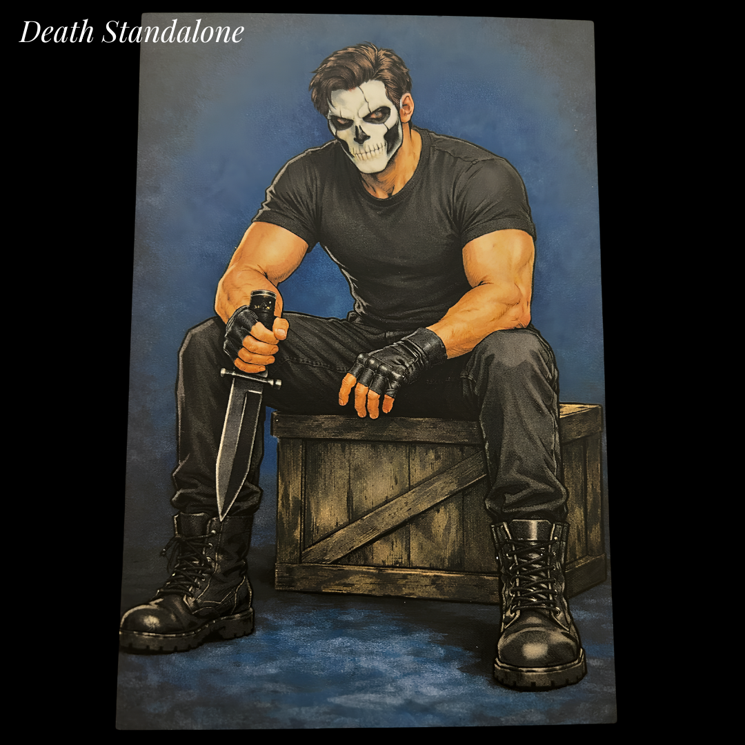 Death Standalone - hand-signed character art postcard from the Shadows Universe series - J.A. Owenby